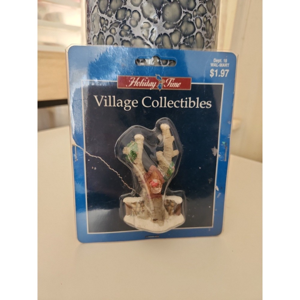 Christmas village decor bird house vintage